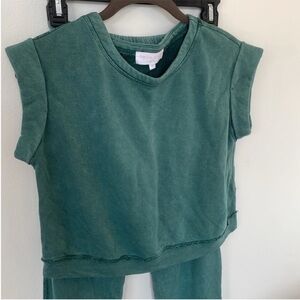 Kids Teal Sleeveless Top and Jogger Pant Set